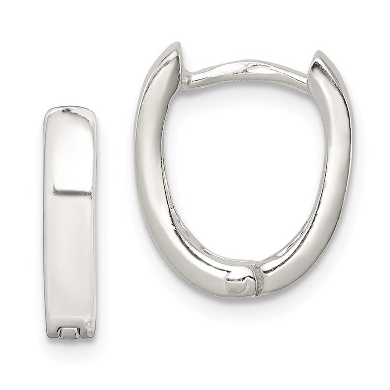 Quality Gold Sterling Silver Oval Hinged Hoop Earrings