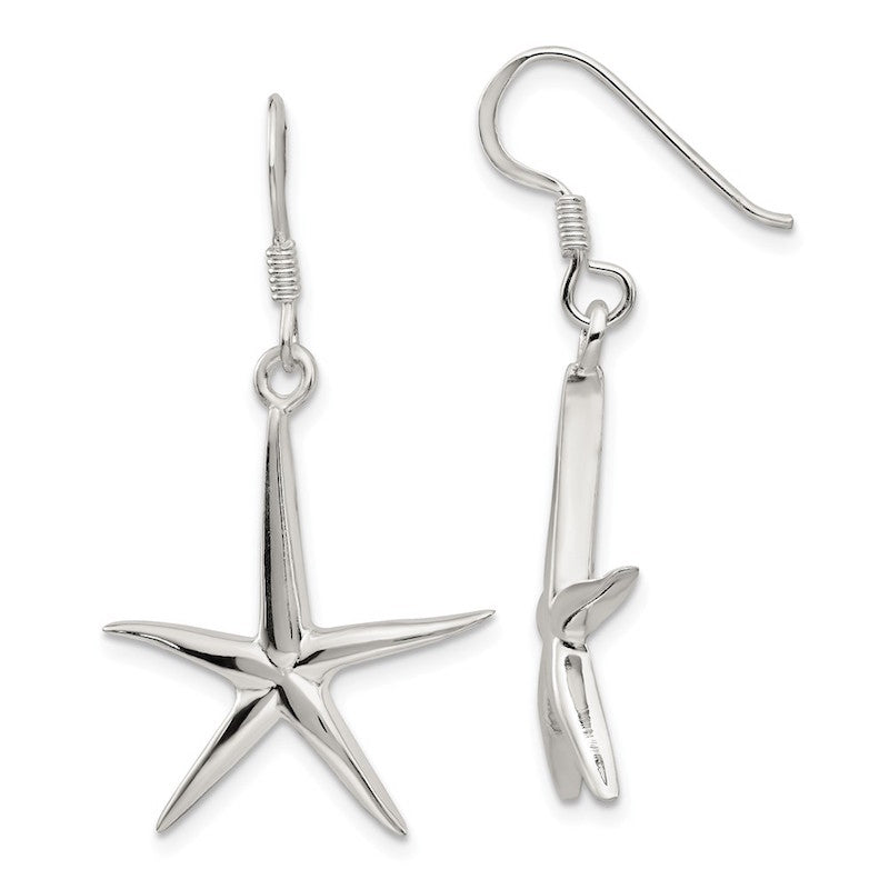 Quality Gold Sterling Silver Starfish Dangle Earrings