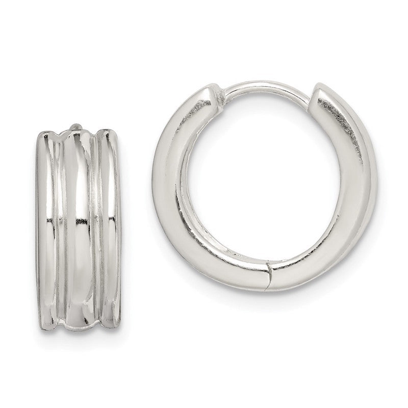 Quality Gold Sterling Silver Ridged Hoop Earrings