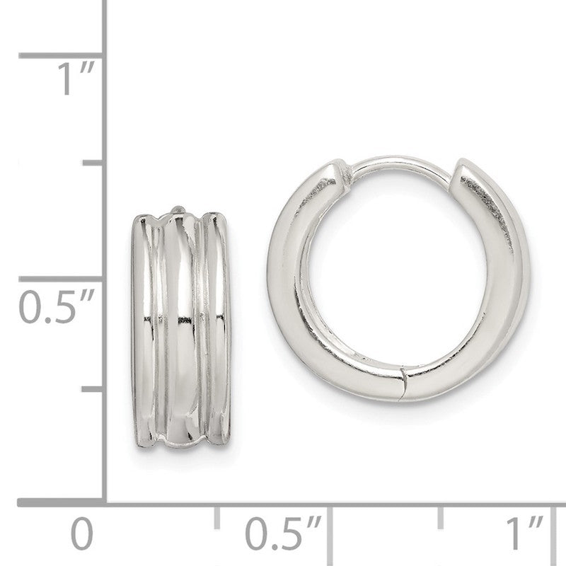 Quality Gold Sterling Silver Ridged Hoop Earrings