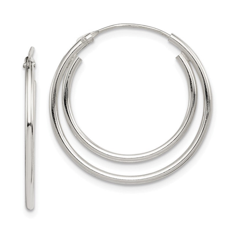 Quality Gold Sterling Silver Double Hoop Earrings