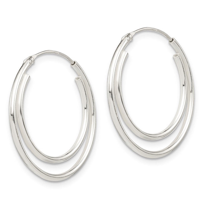 Quality Gold Sterling Silver Double Hoop Earrings