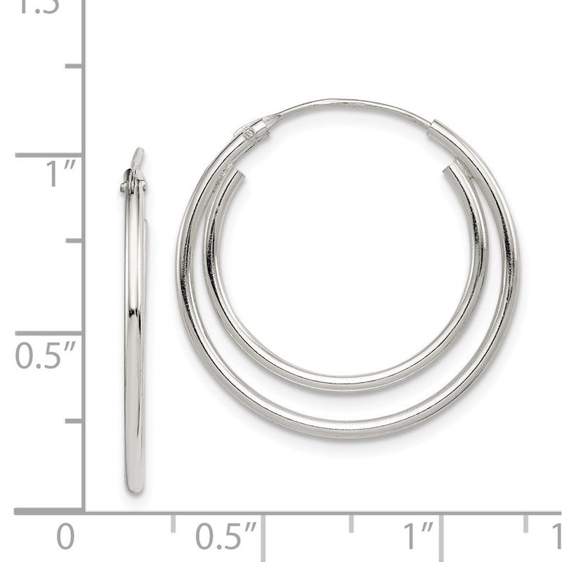 Quality Gold Sterling Silver Double Hoop Earrings