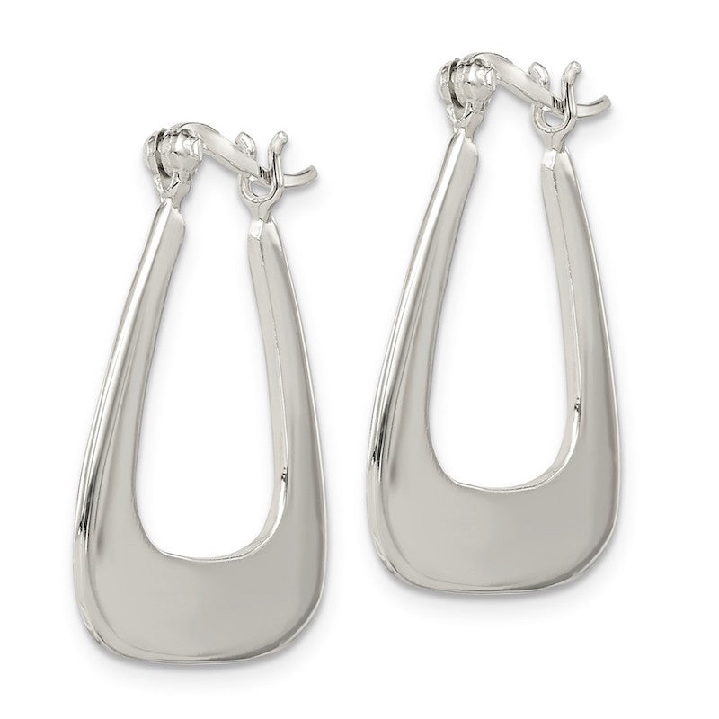 Quality Gold Sterling Silver Flat Triangle Hoop Earrings