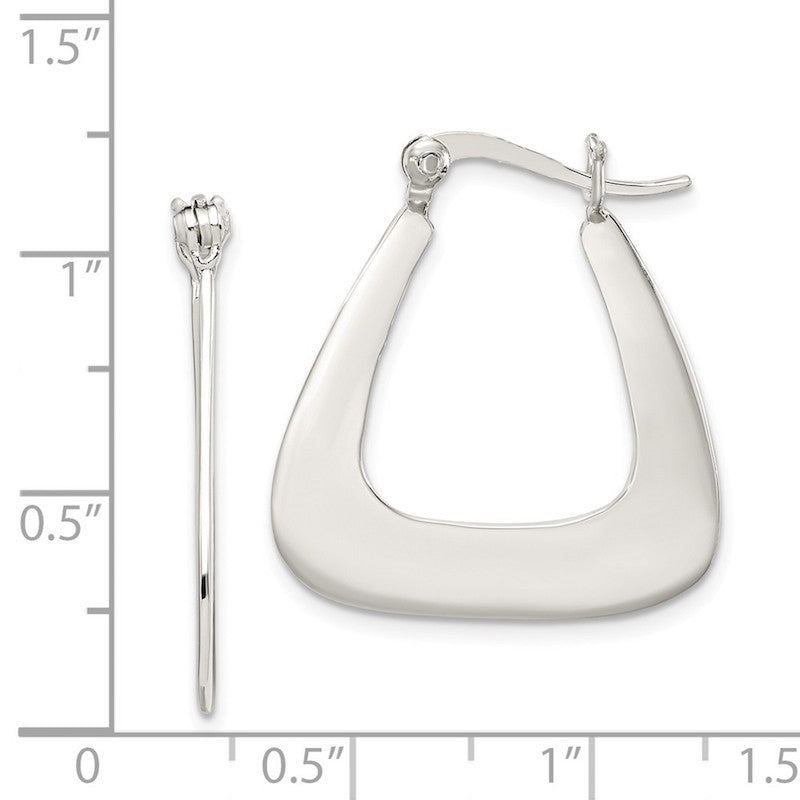 Quality Gold Sterling Silver Flat Triangle Hoop Earrings