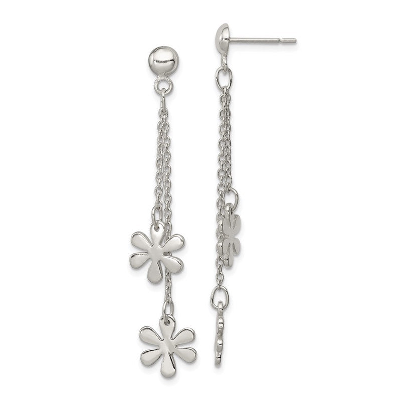 Quality Gold Sterling Silver Flower Dangle Post Earring