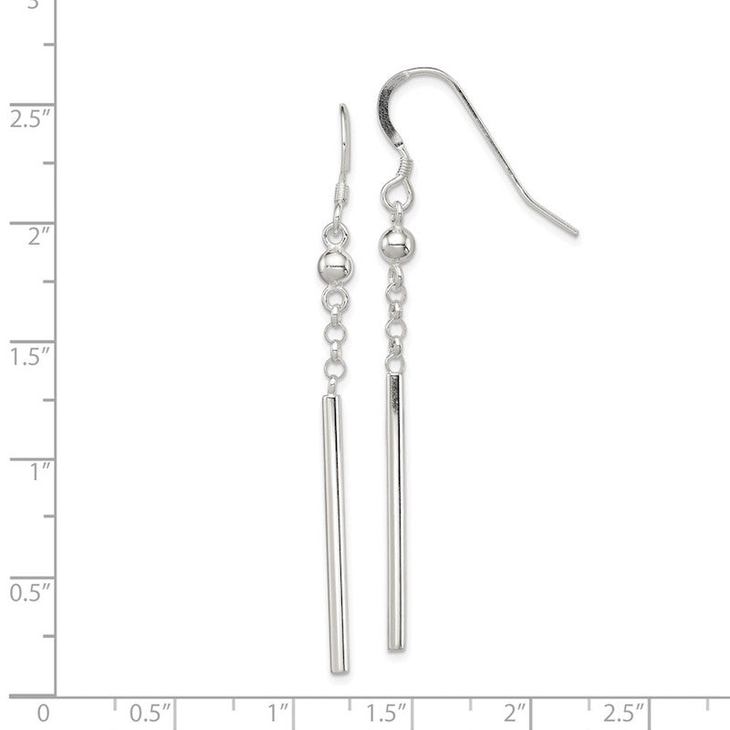 Quality Gold Sterling Silver Fancy Bar Dangle Earrings