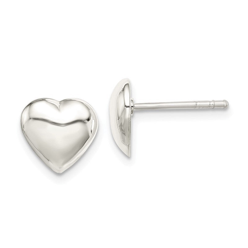 Quality Gold Sterling Silver Heart Stud Earrings