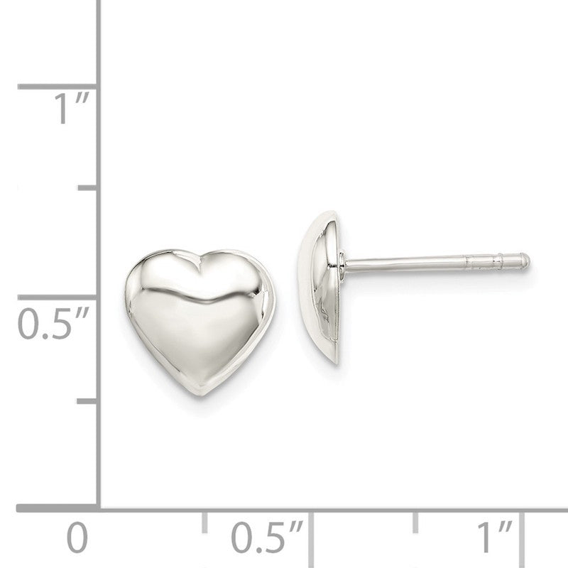 Quality Gold Sterling Silver Heart Stud Earrings