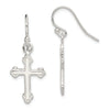 Quality Gold Sterling Silver Polished Budded Cross Dangle Earrings