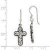 Quality Gold Sterling Silver Antique Cross Dangle Earrings