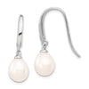 Quality Gold Sterling Silver Rhod-plat 8-9mm White FWC Rice Pearl Dangle Earrings