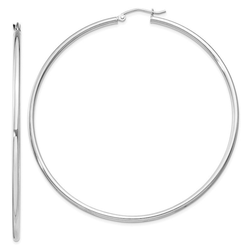 Quality Gold Sterling Silver Rhodium-plated 2mm Hoop Earrings