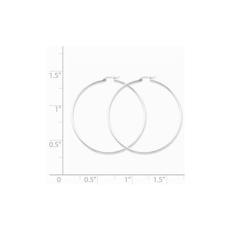 Quality Gold Sterling Silver Rhodium-plated 2mm Hoop Earrings