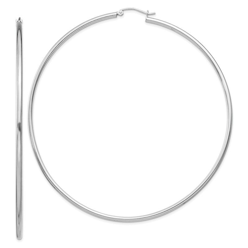 Quality Gold Sterling Silver Rhodium-plated 2mm Polished Hoop Earrings