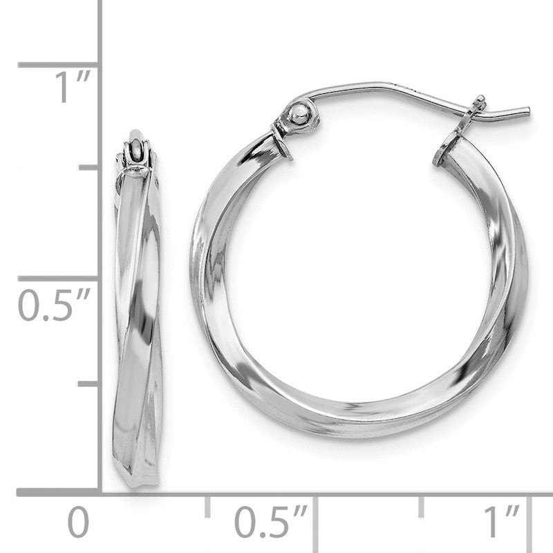 Quality Gold Sterling Silver Rhodium-plated 2.5mm Twisted Hoop Earrings