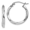 Quality Gold Sterling Silver Rhodium-plated 2.5mm Twisted Hoop Earrings