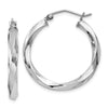 Quality Gold Sterling Silver Rhodium-plated 3.00mm Twisted Hoop Earrings