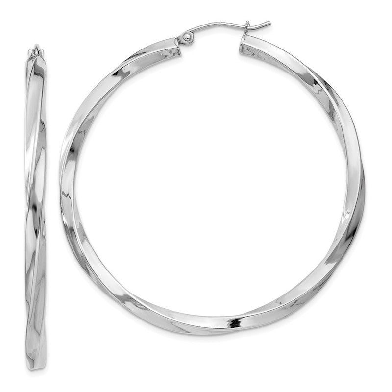 Quality Gold Sterling Silver Rhodium-plated 3mm Polished Twisted Hoop Earrings