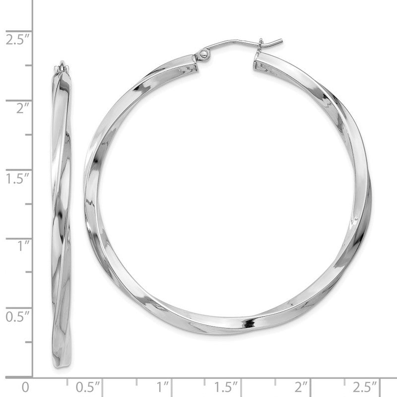 Quality Gold Sterling Silver Rhodium-plated 3mm Polished Twisted Hoop Earrings