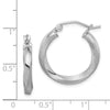 Quality Gold Sterling Silver Rhodium-plated 3.00mm Polished & Satin Twisted Hoop Earring