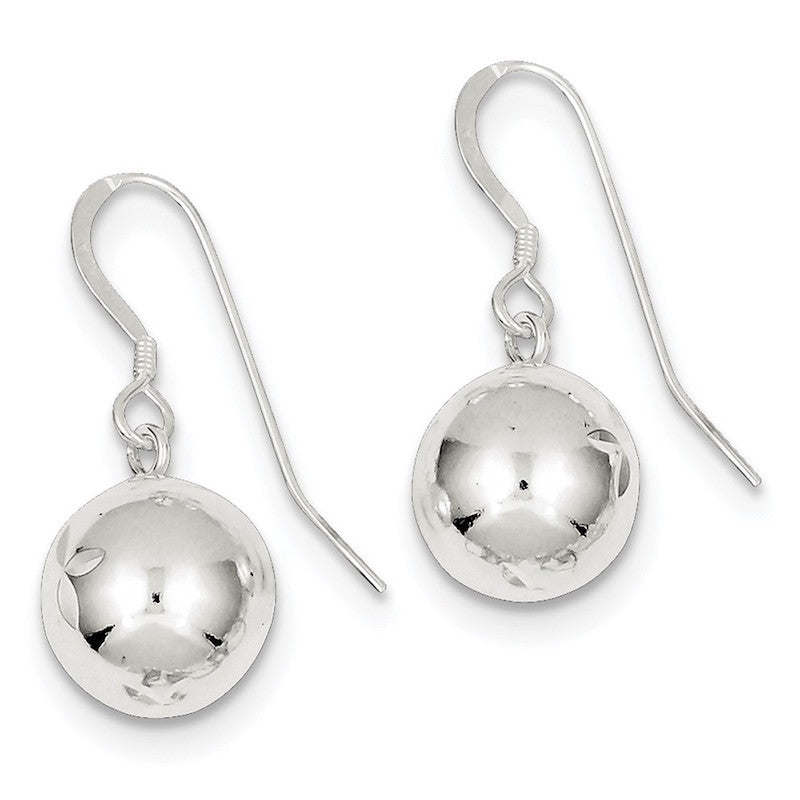 Quality Gold Sterling Silver Diamond Cut Dangle Ball Earrings