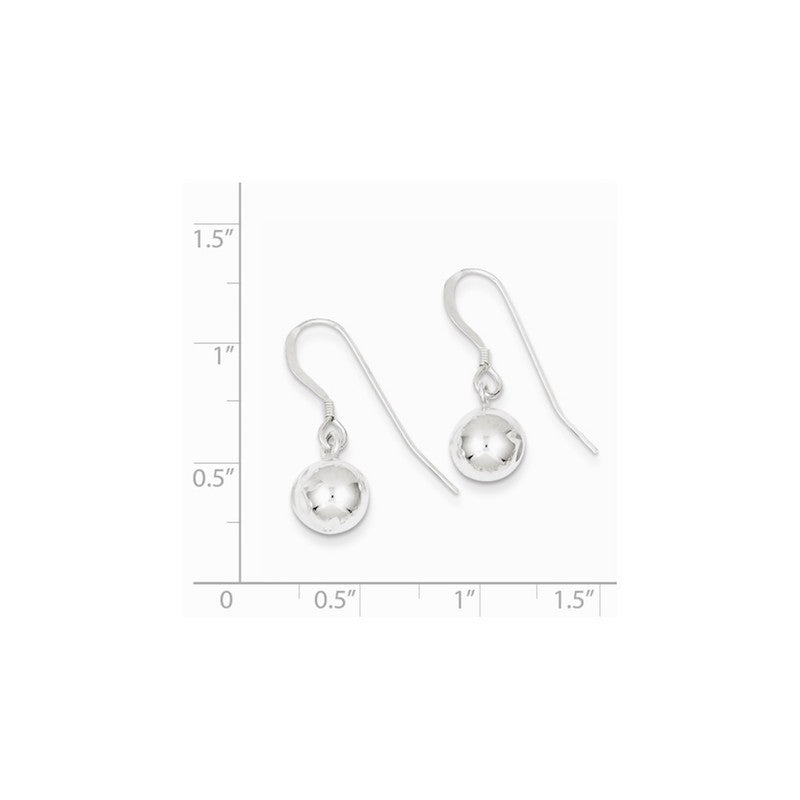 Quality Gold Sterling Silver 8mm Diamond Cut Bead Dangle Earrings