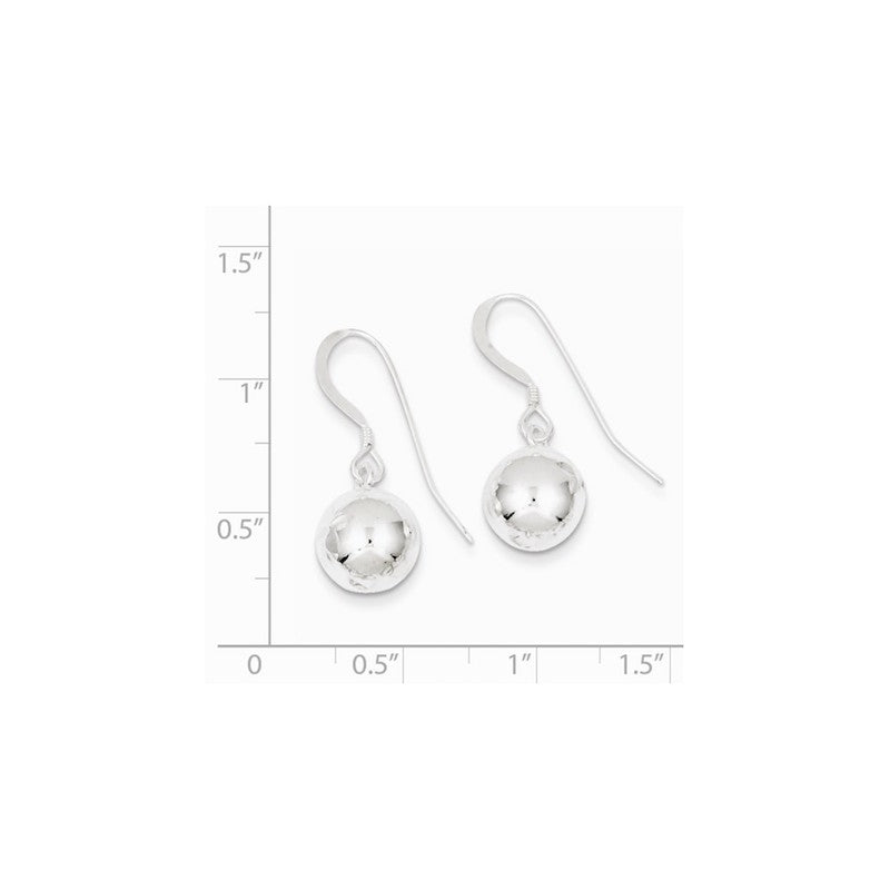 Quality Gold Sterling Silver 10mm Diamond Cut Bead Dangle Earrings