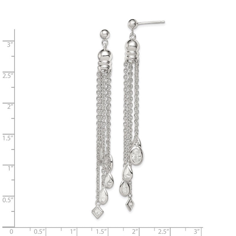 Quality Gold Sterling Silver CZ Dangle Post Earrings