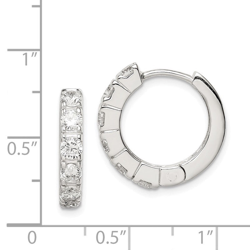 Quality Gold Sterling Silver CZ Hinged Hoop Earrings
