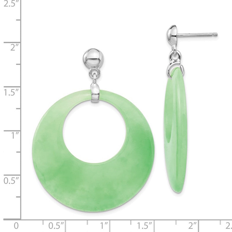 Quality Gold Sterling Silver Rhodium-platedJade Circle Dangle Post Earrings