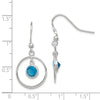 Quality Gold Sterling Silver Circle Dangle Blue CZ Earrings