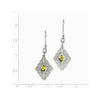 Quality Gold Sterling Silver Yellow & Clear CZ Dangle Earrings