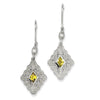 Quality Gold Sterling Silver Yellow & Clear CZ Dangle Earrings