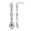 Quality Gold Sterling Silver Dark Blue CZ Dangle Post Earrings