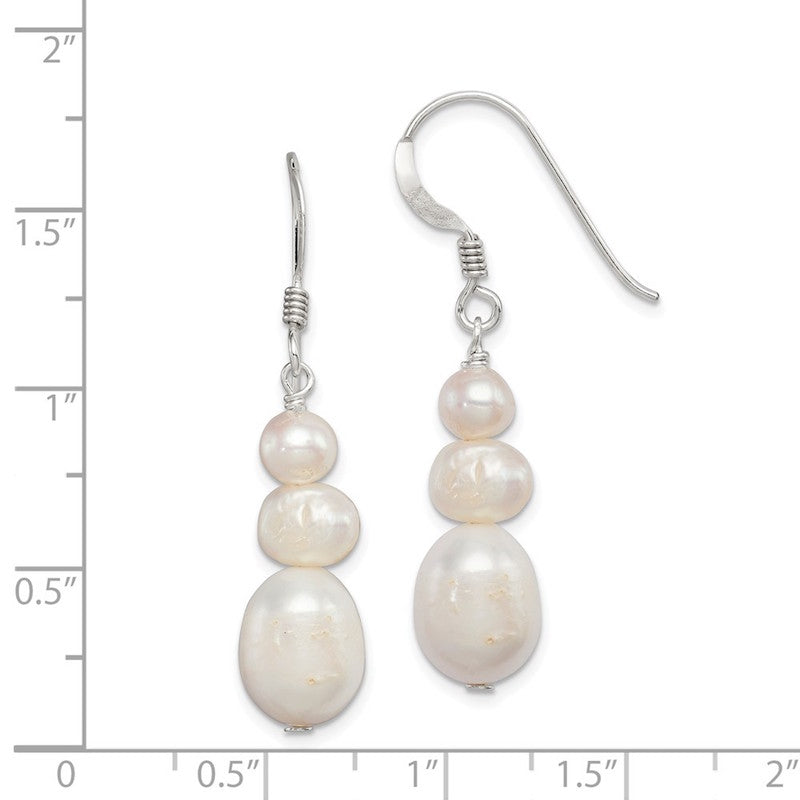 Quality Gold Sterling Silver FW Cultured Pearl Dangle Earrings