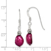 Quality Gold Sterling Silver Magenta FW Cultured Pearl Dangle Earrings