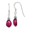 Quality Gold Sterling Silver Magenta FW Cultured Pearl Dangle Earrings