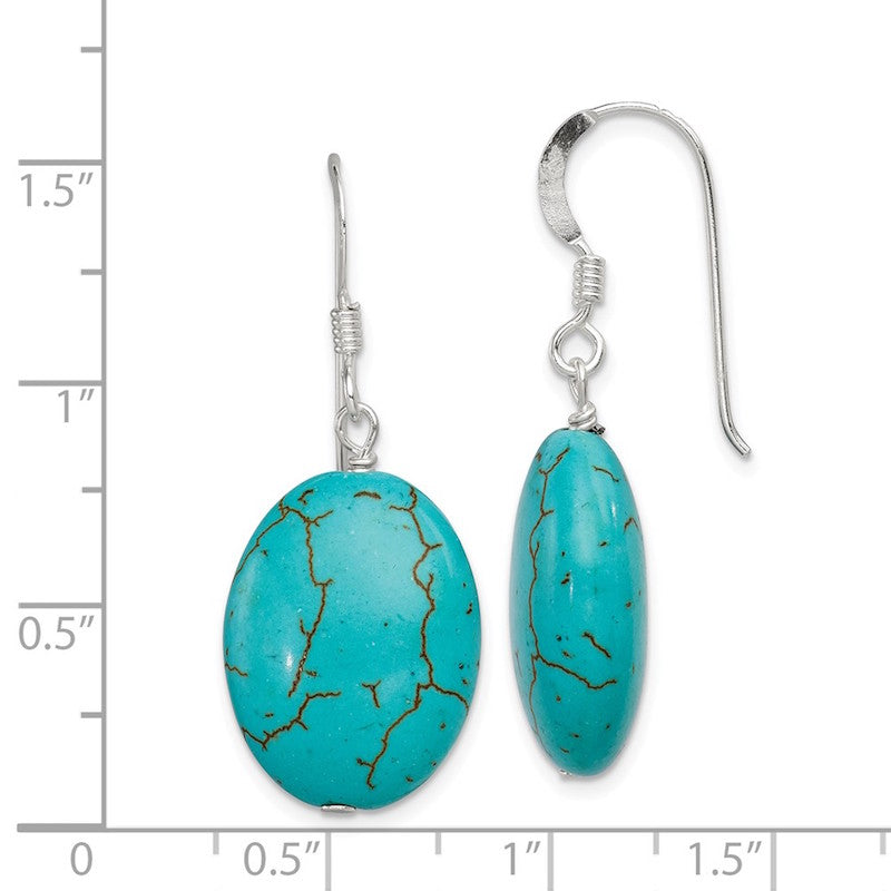 Quality Gold Sterling Silver Dyed Blue Howlite Dangle Earrings