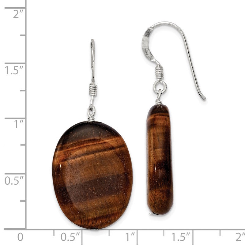 Quality Gold Sterling Silver Tiger's Eye Dangle Earrings