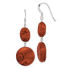 Quality Gold Sterling Silver Reconstituted Red Coral Dangle Earrings