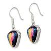 Quality Gold Sterling Silver Multicolor Dichroic Glass Triangle Shaped Dangle Earrings