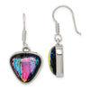 Quality Gold Sterling Silver Multicolor Dichroic Glass Triangle Shaped Dangle Earrings