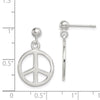 Quality Gold Sterling Silver Peace Sign Dangle Earrings