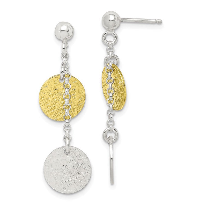 Quality Gold Sterling Silver & Vermeil Polished & Textured Dangle Earrings