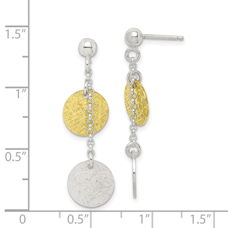 Quality Gold Sterling Silver & Vermeil Polished & Textured Dangle Earrings