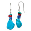 Quality Gold Sterling Silver Red Coral Howlite Lapis & Turquoise Dangle Earrings