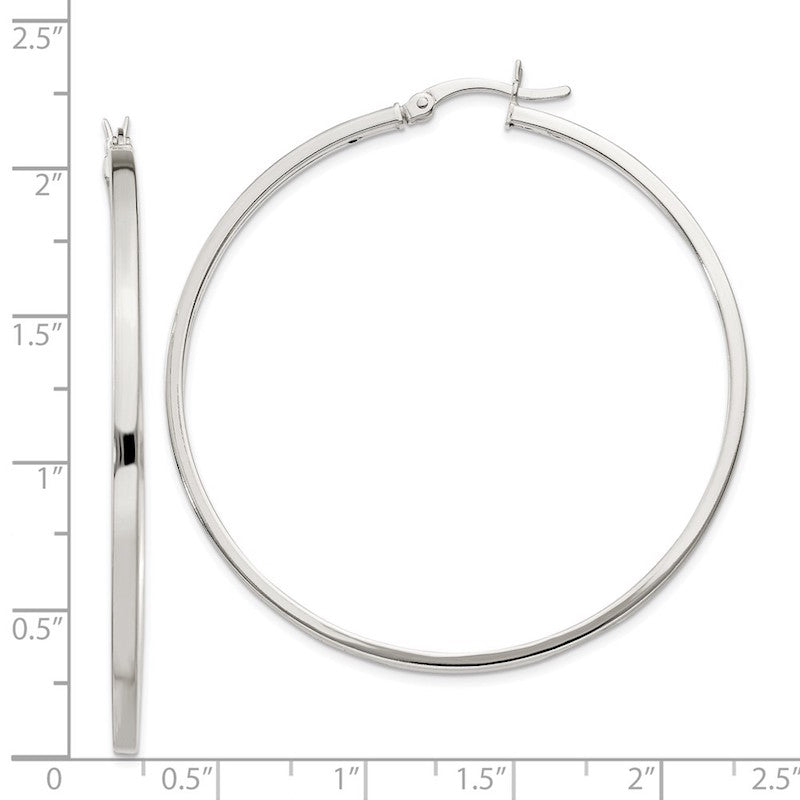 Quality Gold Sterling Silver 2.5mm Polished Hoop Earrings