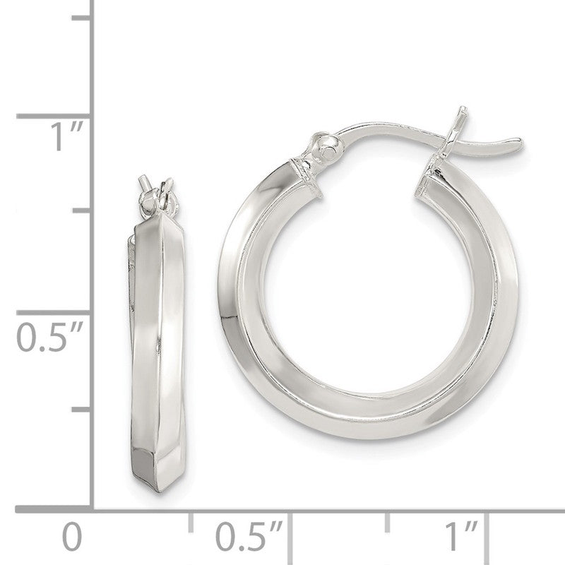 Quality Gold Sterling Silver 20mm Knife Edge Hoop Earrings