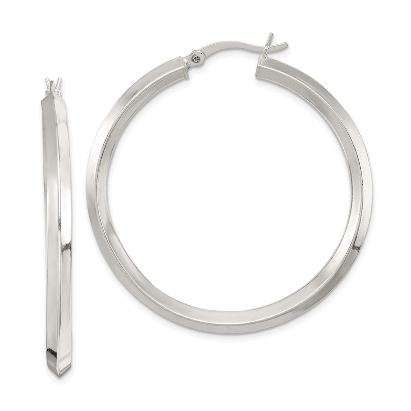 Quality Gold Sterling Silver 40mm Knife Edge Hoop Earrings